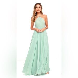 Lulu’s sage green formal maxi dress